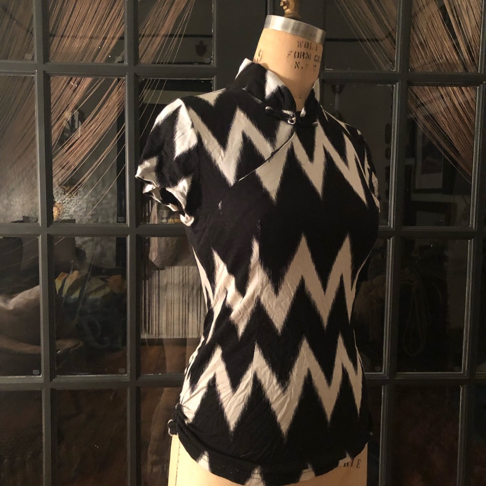 Soft Cotton Asian Collar Top HONG KONG GOD